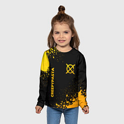 Лонгслив детский CreepyPasta - gold gradient: надпись, символ, цвет: 3D-принт — фото 2