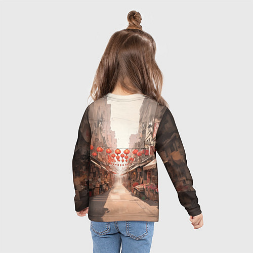 Детский лонгслив Рынок в Гонконге / 3D-принт – фото 6