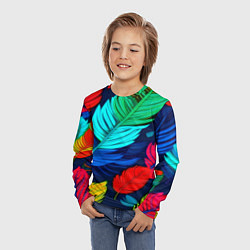 Лонгслив детский Яркие перья, цвет: 3D-принт — фото 2