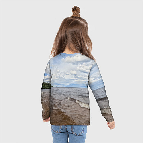 Детский лонгслив Волны на Ладожском озере / 3D-принт – фото 6