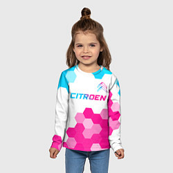 Лонгслив детский Citroen neon gradient style: символ сверху, цвет: 3D-принт — фото 2