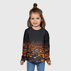 Лонгслив детский Черные и оранжевые пиксели, цвет: 3D-принт — фото 2