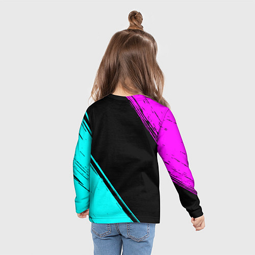 Детский лонгслив Анна и неоновый герб России: надпись, символ / 3D-принт – фото 6