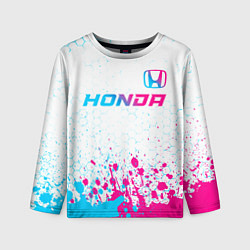 Лонгслив детский Honda neon gradient style: символ сверху, цвет: 3D-принт