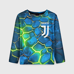 Лонгслив детский Juventus blue green neon, цвет: 3D-принт