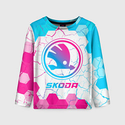 Лонгслив детский Skoda neon gradient style, цвет: 3D-принт