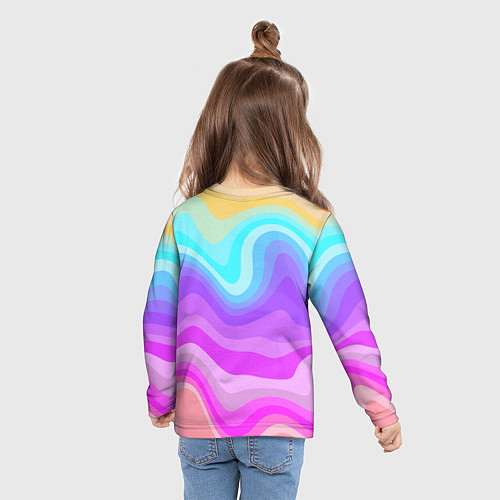 Детский лонгслив Неоновая разноцветная волна / 3D-принт – фото 6