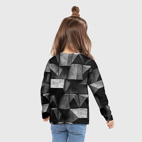 Детский лонгслив Обман зрения и каменные плиты / 3D-принт – фото 6