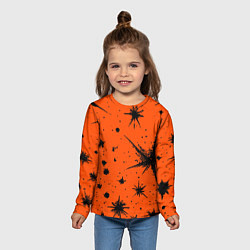 Лонгслив детский Огненный оранжевый абстракция, цвет: 3D-принт — фото 2