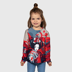 Лонгслив детский Geisha vector style, цвет: 3D-принт — фото 2