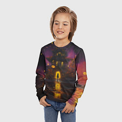 Лонгслив детский Жуткий дом и ведьма с метлой, цвет: 3D-принт — фото 2