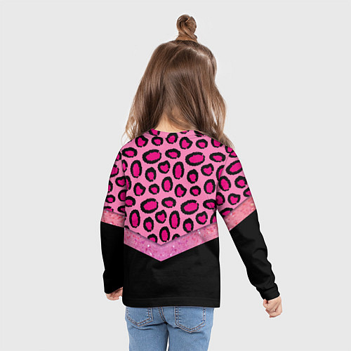 Детский лонгслив Розовый леопард и блестки принт / 3D-принт – фото 6
