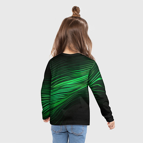 Детский лонгслив Green neon lines / 3D-принт – фото 6