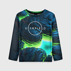 Детский лонгслив Starfield blue green logo