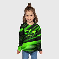 Лонгслив детский CS2 Counter strike green logo, цвет: 3D-принт — фото 2