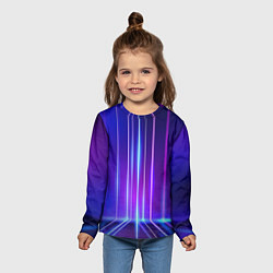 Лонгслив детский Neon glow - vaporwave - strips, цвет: 3D-принт — фото 2