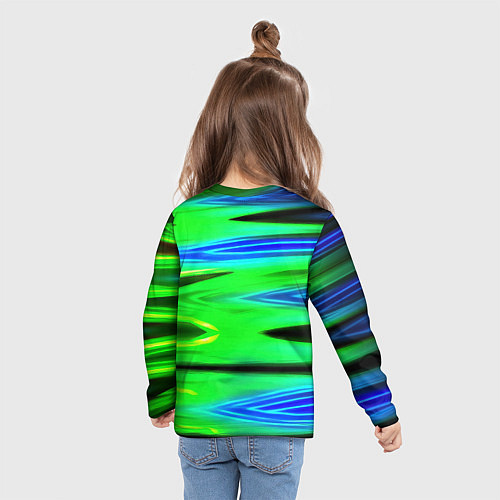 Детский лонгслив Green blut geometry / 3D-принт – фото 6
