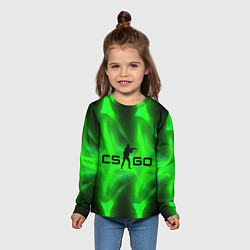 Лонгслив детский CSGO green logo, цвет: 3D-принт — фото 2