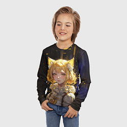 Лонгслив детский Грустная девушка-кошка, цвет: 3D-принт — фото 2