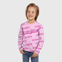 Лонгслив детский Дочь в стиле барби - розовый паттерн, цвет: 3D-принт — фото 2