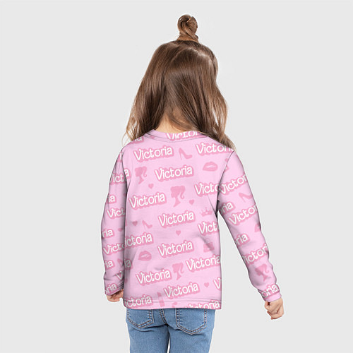 Детский лонгслив Виктория - паттерн Барби розовый / 3D-принт – фото 6