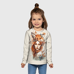 Лонгслив детский Осенний портрет девушка-лиса, цвет: 3D-принт — фото 2