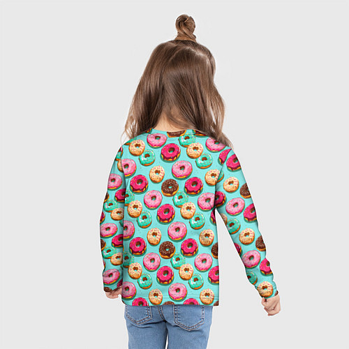 Детский лонгслив Разноцветные пончики паттерн / 3D-принт – фото 6