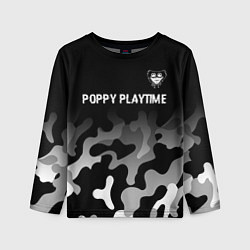 Лонгслив детский Poppy Playtime glitch на темном фоне: символ сверх, цвет: 3D-принт