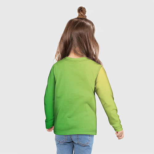 Детский лонгслив Градиент - зеленый лайм / 3D-принт – фото 6