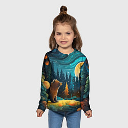 Лонгслив детский Хозяин тайги: медведь в лесу, цвет: 3D-принт — фото 2