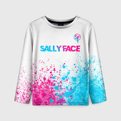 Лонгслив детский Sally Face neon gradient style: символ сверху, цвет: 3D-принт