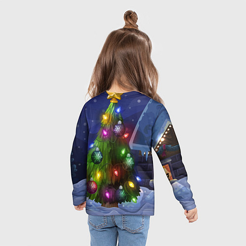 Детский лонгслив Дракон с подарком у елки / 3D-принт – фото 6