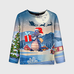Лонгслив детский Новогодний дракон 2024, цвет: 3D-принт