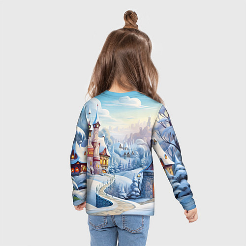 Детский лонгслив Новогодний городок / 3D-принт – фото 6