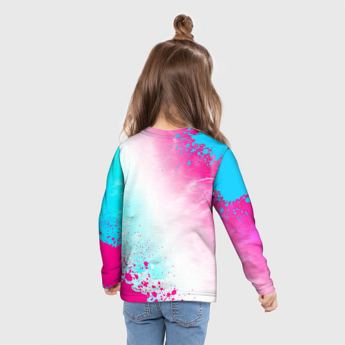 Детский лонгслив Genesis neon gradient style вертикально / 3D-принт – фото 6