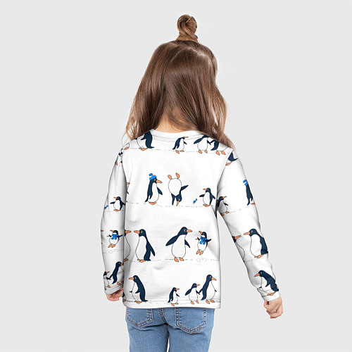 Детский лонгслив Семейство пингвинов на прогулке / 3D-принт – фото 6