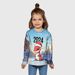Лонгслив детский Новогодний дракон 2024, цвет: 3D-принт — фото 2