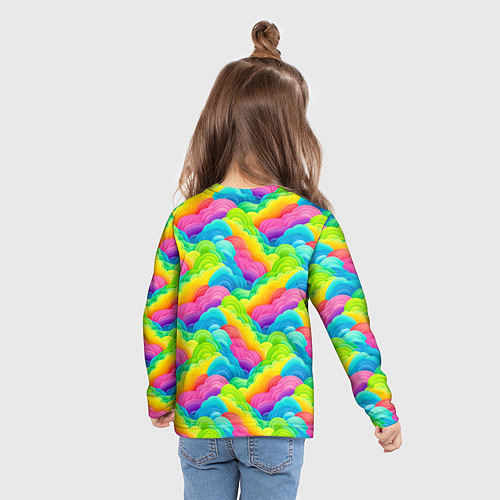 Детский лонгслив Разноцветные облака из бумаги паттерн / 3D-принт – фото 6