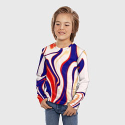 Лонгслив детский Абстракция бежевый с фиолетовым, цвет: 3D-принт — фото 2