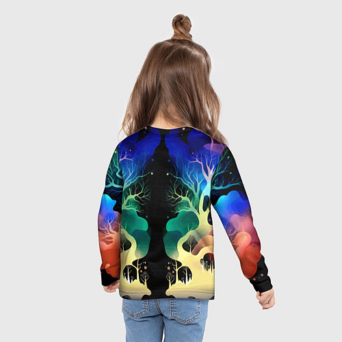 Детский лонгслив Звёздная ночь в сказочном лесу / 3D-принт – фото 6