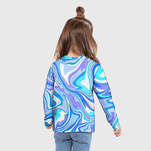 Детский лонгслив Абстракция сине-голубая пластика / 3D-принт – фото 6