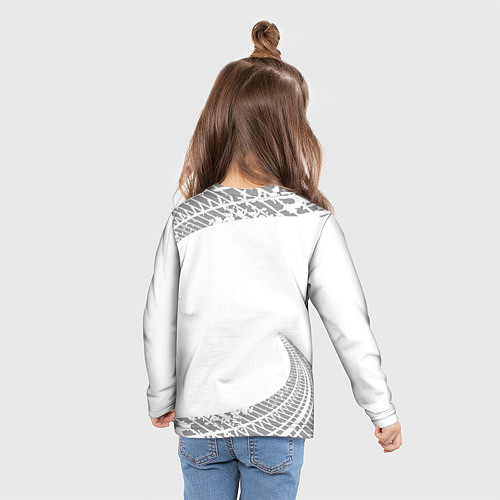 Детский лонгслив Geely speed на светлом фоне со следами шин / 3D-принт – фото 6