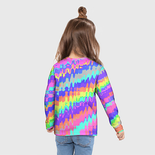 Детский лонгслив Искаженные разноцветные полосы / 3D-принт – фото 6