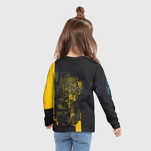Детский лонгслив Девушка сигнальной одежде / 3D-принт – фото 6