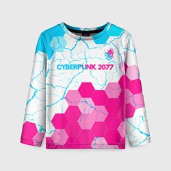 Лонгслив детский Cyberpunk 2077 neon gradient style посередине, цвет: 3D-принт