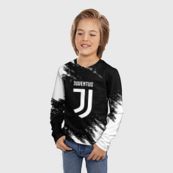 Лонгслив детский Juventus спорт краски черно белый, цвет: 3D-принт — фото 2
