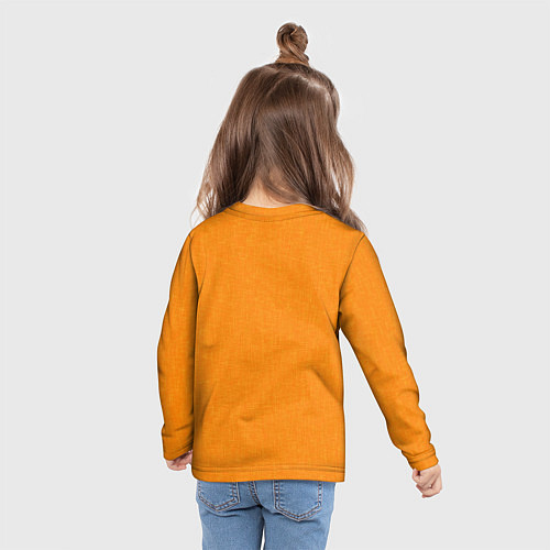 Детский лонгслив Жёлто-оранжевый текстура однотонный / 3D-принт – фото 6