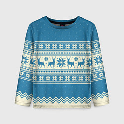 Детский лонгслив Sweater with deer on a blue background