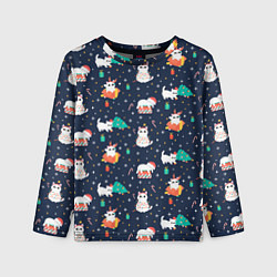 Детский лонгслив Pattern with new years cats