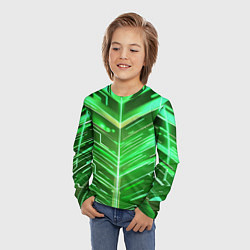 Лонгслив детский Зелёные неон полосы киберпанк, цвет: 3D-принт — фото 2